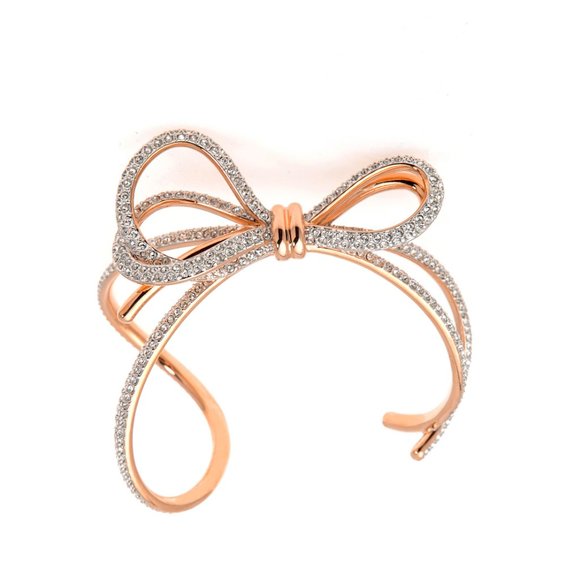 Swarovski -  Bow Cuff Bracelets with Swarovski Crystals / Rose Gold Plated - Picture 5 of 8